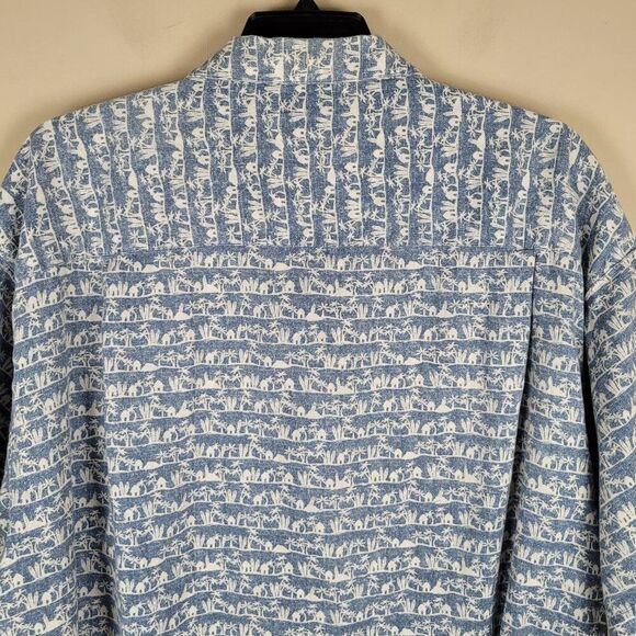 Columbia Size 4XB Hawaiian Beach Palms Cotton Button Up Shirt Short Sleeve Blue - Picture 5 of 14